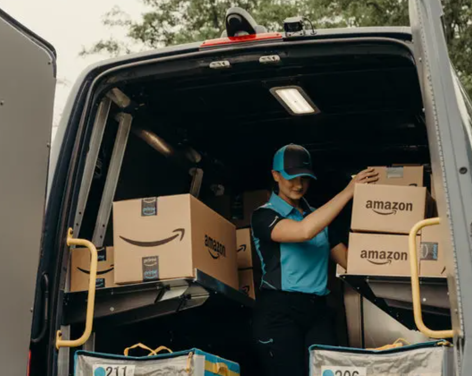 Delivery associate with packages